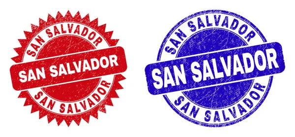 SAN SALVADOR Round and Rosette Watermarks with Unclean Texture — Stock Vector