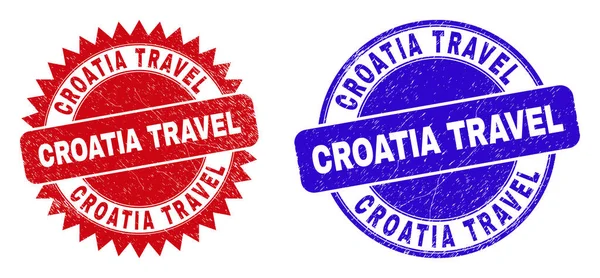 CROATIA TRAVEL Ronde en Rosette zegels met onreine stijl — Stockvector
