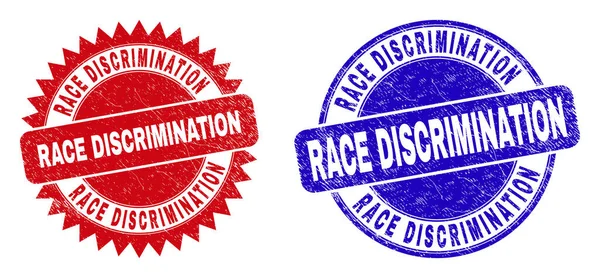RACE DISCRIMINATION Round and Rosette Vodoznaky s Grunged Surface — Stockový vektor