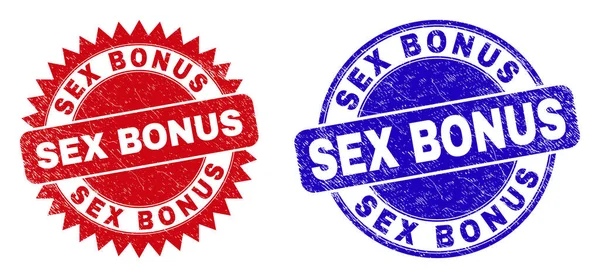 SEX BÔNUS Selos redondos e rosáceos com textura corroída — Vetor de Stock