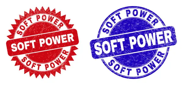 SOFT POWER Afgeronde en Rosette Seals met onreine stijl — Stockvector