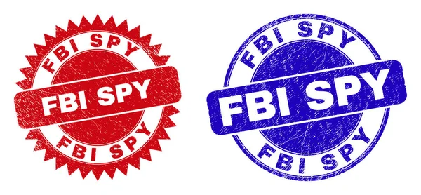 FBI SPY Carimbos redondos e roseta com textura de angústia —  Vetores de Stock