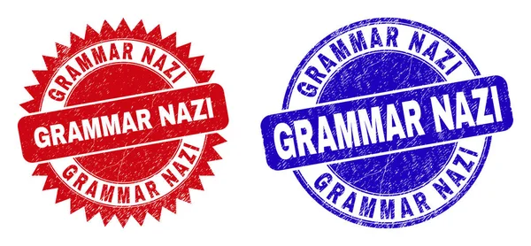 Selos GRAMMAR NAZI redondos e Roseta com superfície Grunged —  Vetores de Stock