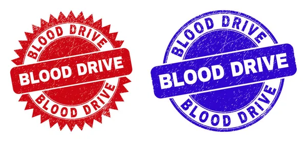 Putaran DRIVE BLOOD dan Segel Stamp Rosette dengan Permukaan Karet - Stok Vektor