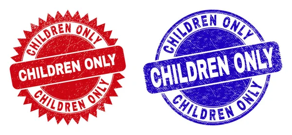 CHILDREN ONLY Round and Rosette Stamp Seals with Scratched Surface — Stock Vector