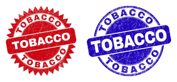 TOBACCO Округлені і розетні марки з спотвореною текстурою — стоковий вектор