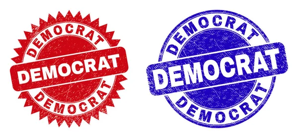 DEMOCRAT Timbres arrondis et Rosette avec surface rayée — Image vectorielle