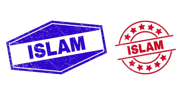 Sellos de sello ISLAM con superficie sucia — Vector de stock