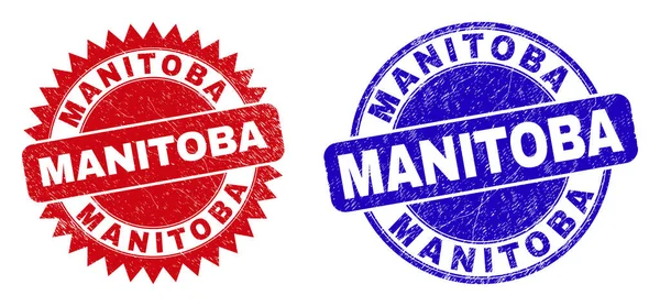 MANITOBA Afgeronde zegels en Rosette zegels met Corroded Style — Stockvector