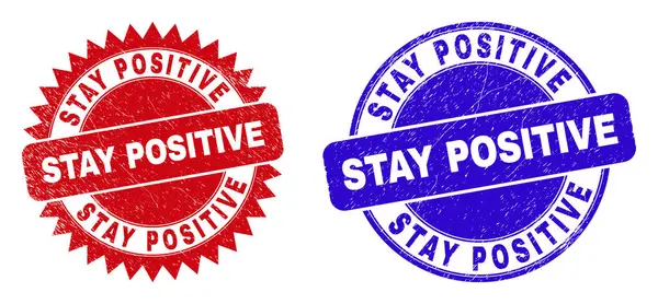 STAY POSITIVE Round and Rosette Watermarks with Corroded Style — Stockový vektor