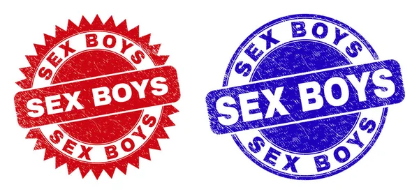 SEX BOYS kerek és rozettás tömítések korrodált stílusban — Stock Vector