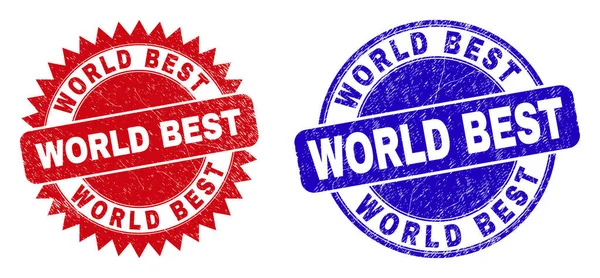 WORLD BEST Rundade och Rosett frimärken med oren stil — Stock vektor
