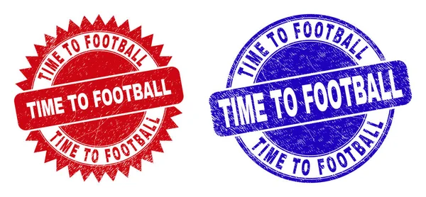 Futbol Topu Yuvarlama ve Tehlike Biçimli Rosette Damgaları Zamanı — Stok Vektör