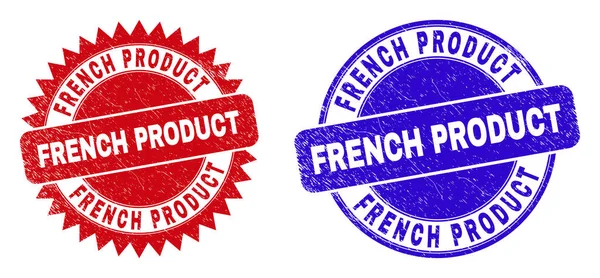 FRENCH PRODUCT Round and Rosette Stamp Seals with Unclean Style — стоковий вектор