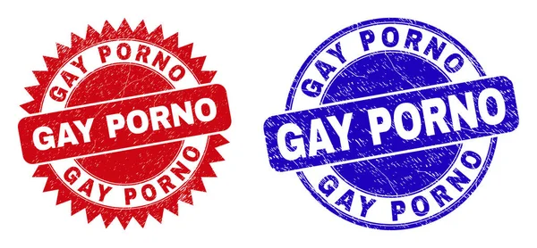 GAY PORNO Rounded and Rosette Seals with Corroded Texture — 图库矢量图片