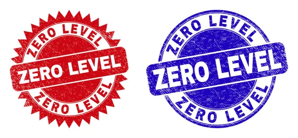 ZERO LEVEL Round and Rosette Stamps with Corroded Style — Stock Vector