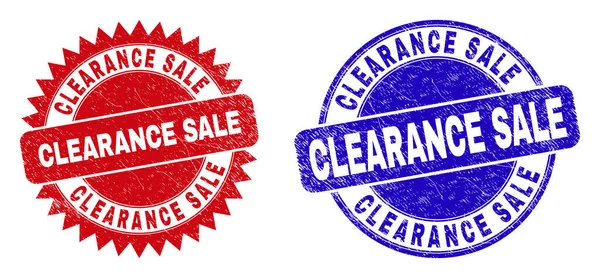 CLEARANCE SALE Rounded and Rosette Stamp Seals with Distress Style — Stock Vector