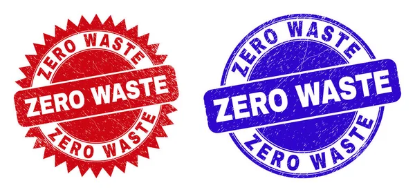 ZERO WASTE Rounded and Rosette Stamp Seals with Unclean Style — 스톡 벡터