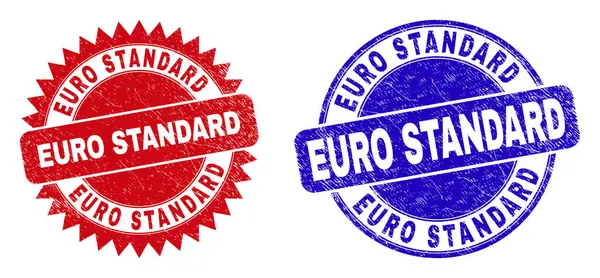 EURO PADRÃO Selos redondos e roseta com estilo Grunged —  Vetores de Stock