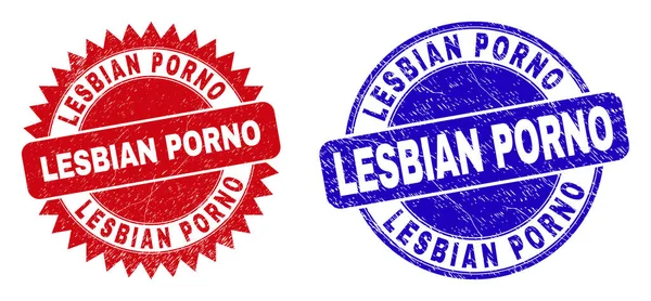 PORNO LESBIANO Sellos redondeados y roseta con estilo rayado — Archivo Imágenes Vectoriales