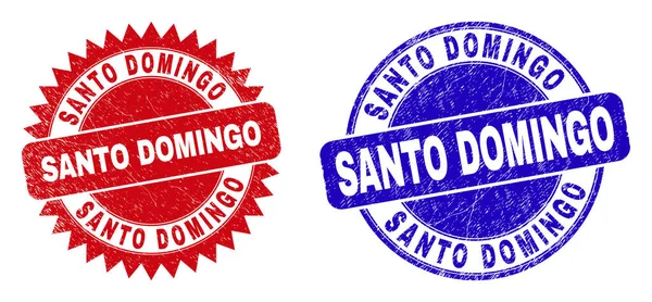 SANTO DOMINGO Afgeronde en Rosette Seals met Corroded Style — Stockvector