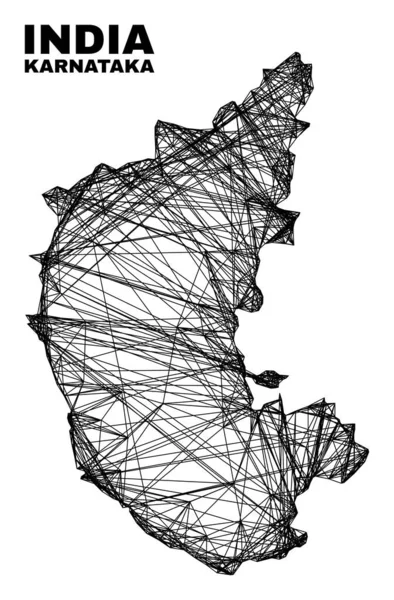 Rede de Malha Irregular Karnataka Mapa do Estado — Vetor de Stock