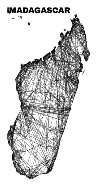 Malla irregular eclosionada Isla de Madagascar Mapa — Vector de stock