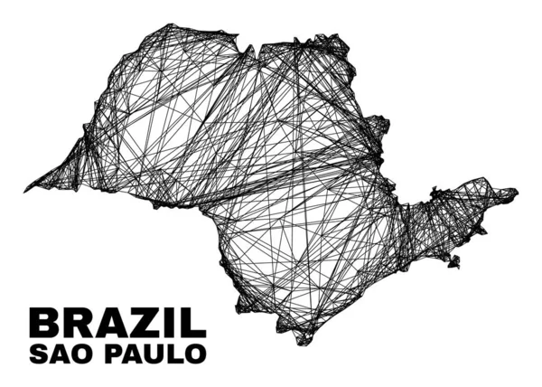 Hatched Irregular Mesh Mapa do Estado de São Paulo —  Vetores de Stock