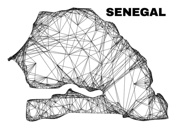 Maille Irrégulière Linéaire Sénégal Carte — Image vectorielle