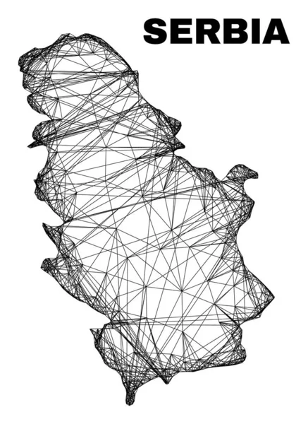 Mapa de Malha irregular linear Sérvia —  Vetores de Stock