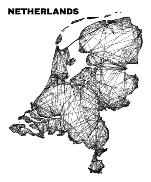 Network Irregular Mesh Netherlands Map — 스톡 벡터