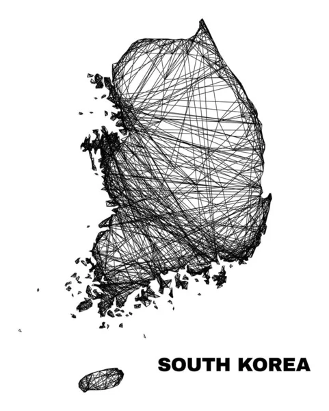ネットワーク不規則なメッシュ韓国地図 — ストックベクタ