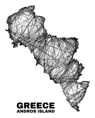 Yunanistan Ağ Düzensiz Ağ Andros Adası Haritası