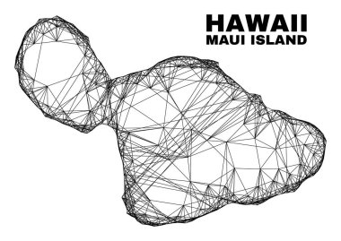 Ağ Düzensiz Izgara Maui Adası Haritası