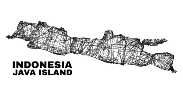 Network Irregular Mesh Java Island Map — Stock Vector