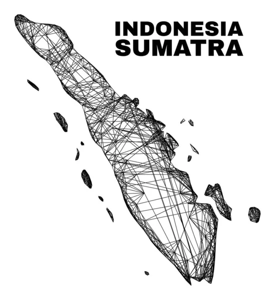 Liniowa mapa nieregularnych oczek Sumatry — Wektor stockowy
