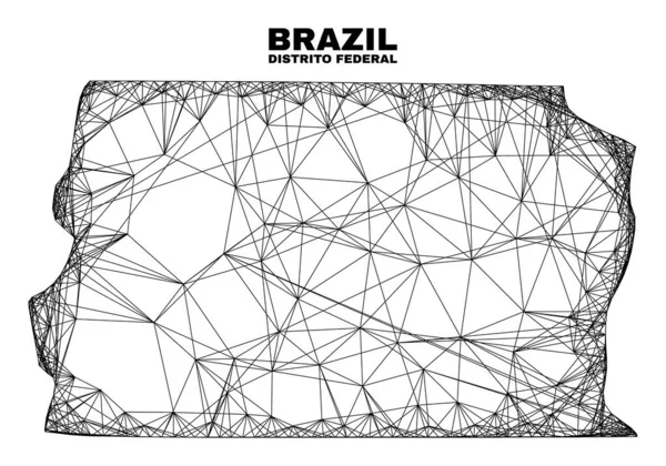 Maille irrégulière linéaire Brésil Distrito Carte fédérale — Image vectorielle