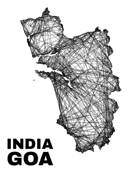 Mappa Statale Lineare Irregolare Mesh Goa — Vettoriale Stock