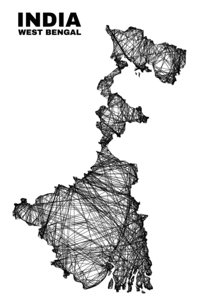 Mapa do Estado de Bengala Ocidental de malha irregular linear — Vetor de Stock