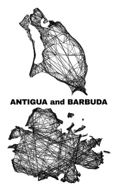 Ağ Düzensiz Ağ Antigua ve Barbuda Haritası