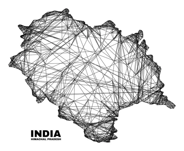 Carte de l'État de l'Himachal Pradesh au maillage irrégulier linéaire — Image vectorielle