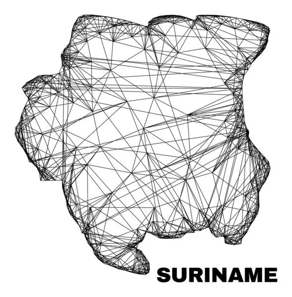 Ağ Düzensiz Ağ Suriname Haritası — Stok Vektör