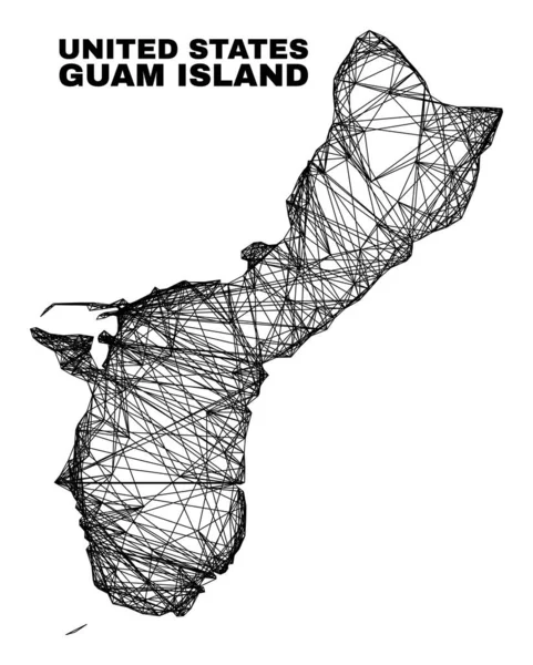 Mapa de la isla de Guam de malla irregular lineal — Vector de stock