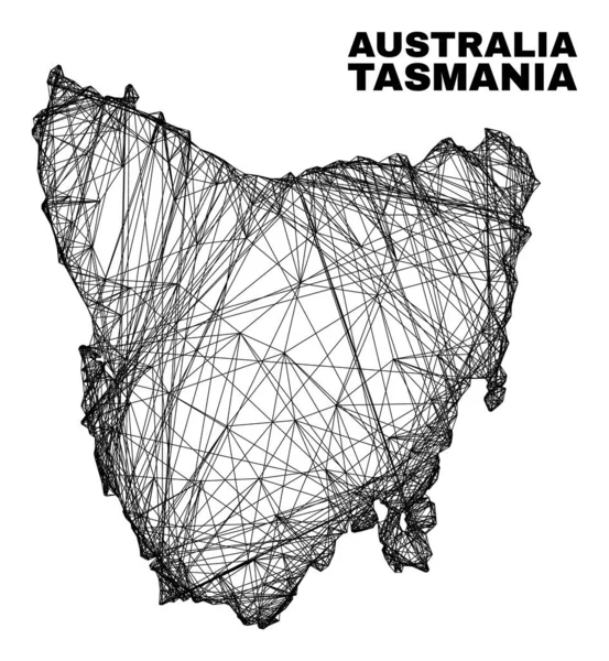 Rede de malha irregular Mapa da ilha da Tasmânia —  Vetores de Stock