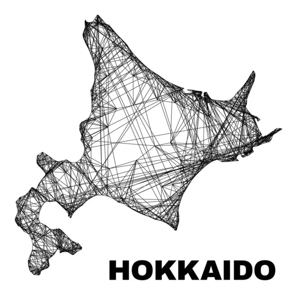 넷 불 규칙 Mesh Hokkaido Map — 스톡 벡터