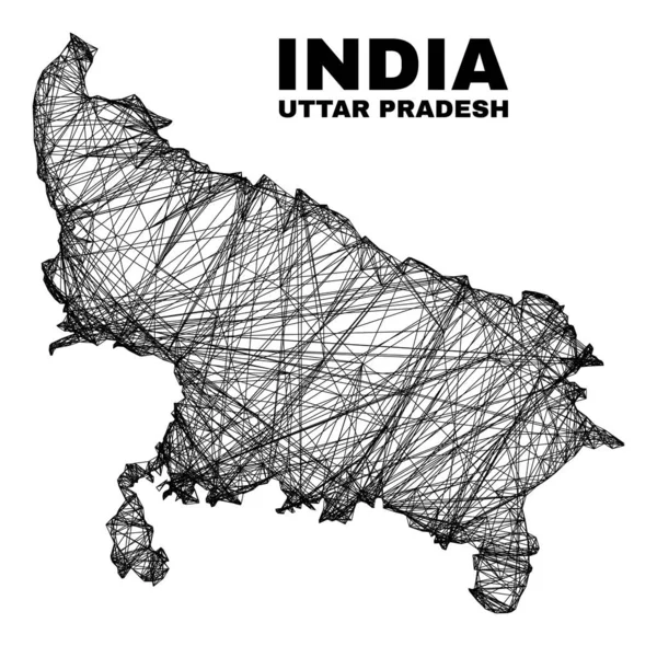 Net Düzensiz Ağ Uttar Pradesh Devlet Haritası — Stok Vektör
