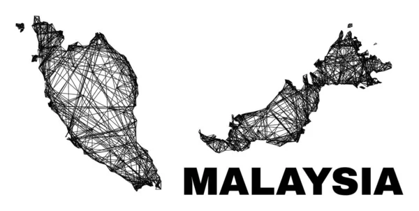 Uitgebroed Onregelmatige Mesh Maleisië Kaart — Stockvector