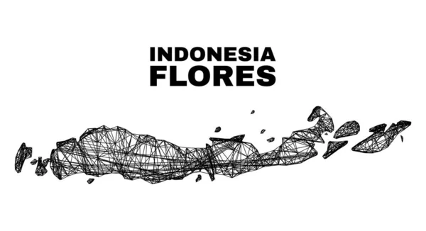 Malla irregular lineal Islas Flores de Indonesia Mapa — Archivo Imágenes Vectoriales