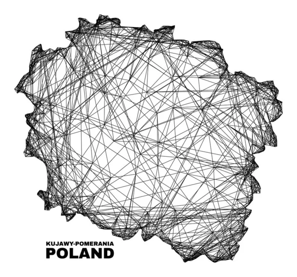 Maille irrégulière nette Carte de la province de Kujawy-Pomerania — Image vectorielle