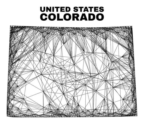 Linear Irregular Mesh Colorado State Mapa — Wektor stockowy
